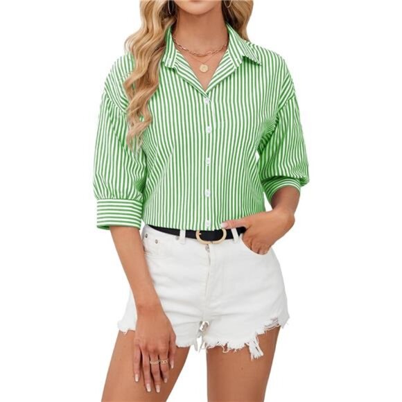 Tops - Button Down Shirts for Women Grass Green